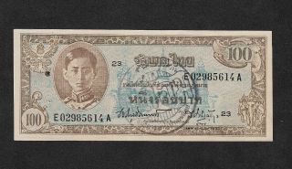 Thailand Siam 100 Thai Baht 1946 Nd King Rama Viii Us Printing Extremely Rare photo