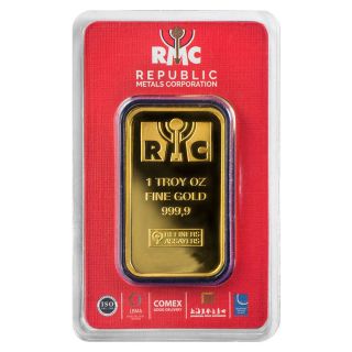 1 Oz Republic Metals (rmc) Gold Bar.  9999 Fine (in Assay) photo
