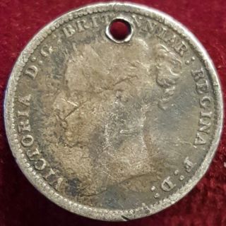 1881 Great Britain 3 Pence.  925 Silver Coin - Victoria 1st Portrait Km 730 photo
