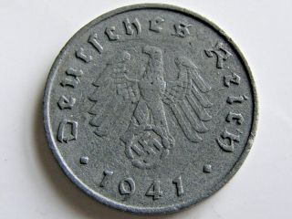 Ww2 1941 A German 10 Rp Reichspfennig 3rd Reich Nazi Coin photo