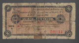 Mexico,  Banco De Jalisco,  50 Centavos,  1914 Guadalajara photo