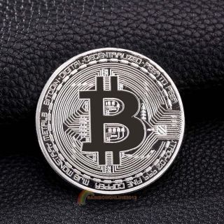 Gold Plated Physical Bitcoins Casascius Bit Coin Btc With Case Art Gift Silver photo