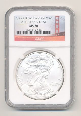 Ngc Ms70 2011 - S American Silver Eagle San Francisco Opens @.  99c photo