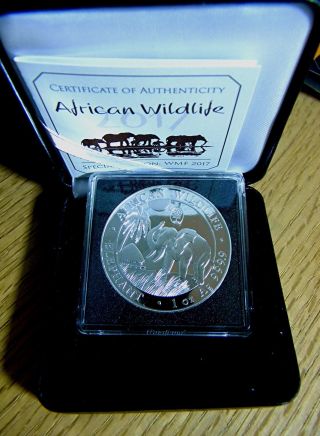 2017 1oz Silver Somalia Elephant Coin,  Only 1000 World Money Fair Privy photo