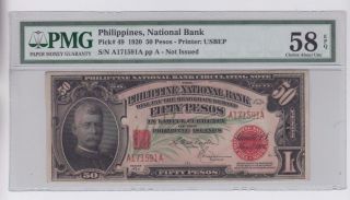 Philippines $50 1920 Pmg Graded Choice About Unc 58epq photo