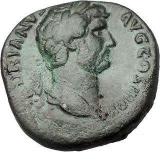Hadrian 134ad Big Sestertius Ancient Roman Coin Fortuna Luck Cult Wealth I46619 photo