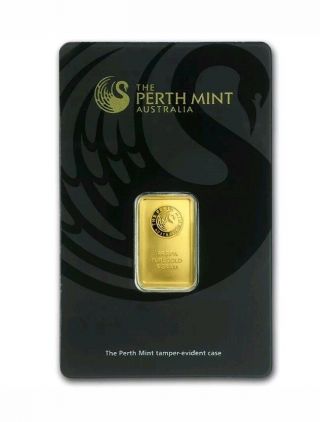 Perth 5 Gram 99.  99 Fine Gold Bar - In Assay Certificate photo