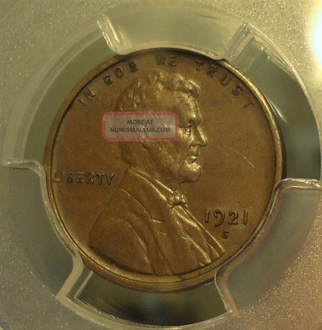 1921 - S Pcgs Au 58 Lincoln Wheat Cent,  Brown,  Listed At $100.  00 Small Cents photo