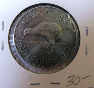 1941 Zealand 1 - Florin Silver photo