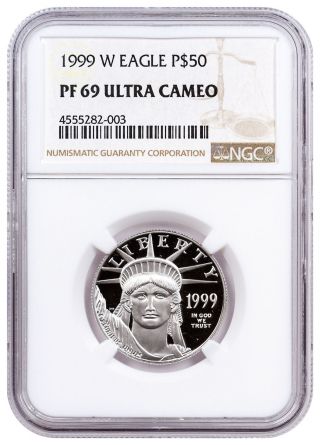 1999 - W 1/2 Oz.  Platinum American Eagle Proof $50 Ngc Pf69 Uc Sku16537 photo