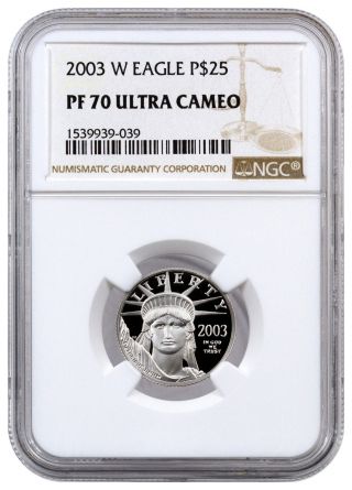 2003 - W $25 1/4 Oz Proof American Platinum Eagle Ngc Pf70 Uc Sku16444 photo