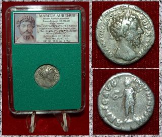Roman Empire Coin Marcus Aurelius Mercury On Reverse Silver Denarius photo