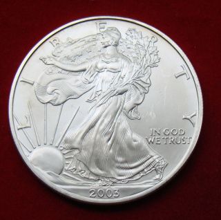 2003 Silver Dollar Coin 1 Troy Oz American Eagle Walking Liberty.  999 Fine photo