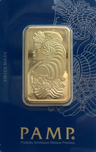 1 Oz Gold Bar Pamp Suisse 999.  9 In Assay Veriscan Hallographic Package photo