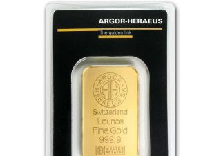 1 Oz Argor - Heraeus Gold Bar,  Switzerland Fine Gold 999.  9 photo