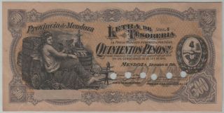 Argentina Provincia De Mendoza - 500 Pesos 1914 Specimen - P S2095s - Aunc photo