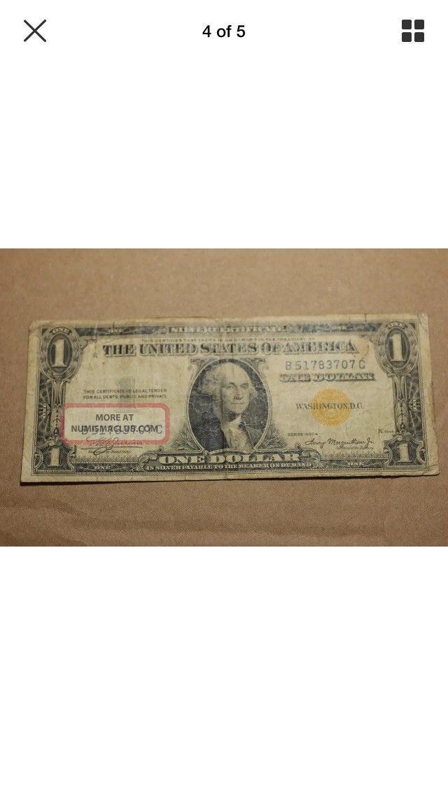 1935 A North Africa Note $1 Yellow Seal One Dollar Bill United States Rare Small Size Notes photo