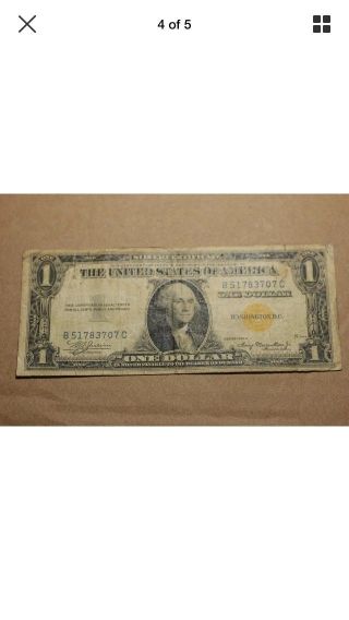 1935 A North Africa Note $1 Yellow Seal One Dollar Bill United States Rare photo