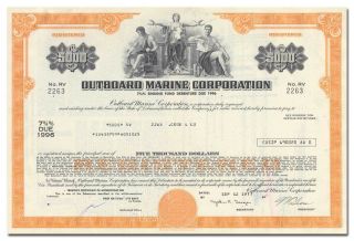 Outboard Marine Corporation Bond Certificate (evinrude,  Johnson,  Gale Motors) photo