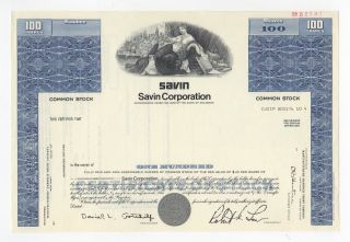 Specimen - Savin Corporation Stock Certificate photo