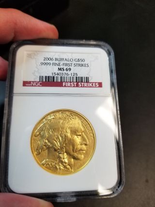 2006 $50 Gold Buffalo Ngc Ms69 First Strike - Only Year photo
