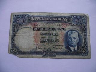 Latvia.  Latvijas Banka 50 Latu (1934) photo