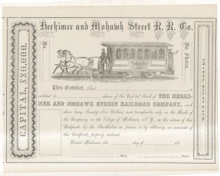 Herkimer & Mohawk Street Railroad Company Horse Car Railroad Stock Certificate 2 photo