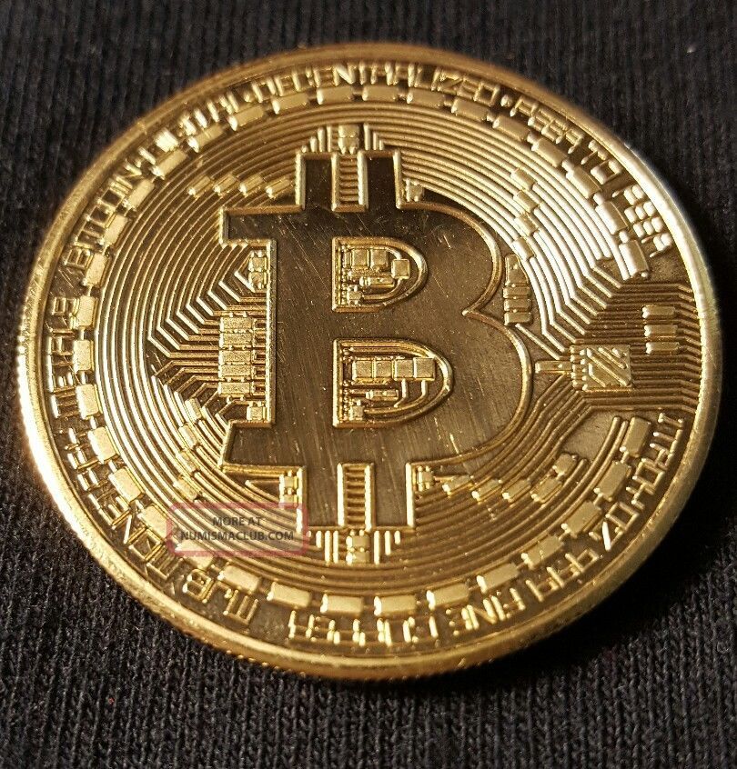 . 999 Fine Gold Bitcoin Collectors Coin - Gold Plated Shipped From Usa