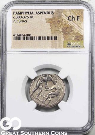 Pamphylia,  Aspendus,  C.  380 - 325 Bc,  Ar Stater Ngc Ch F Scarce Ancients photo