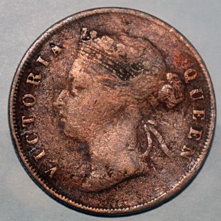 Straight Settlement Queen Victoria 1895 1 Cent Copper Coin Very Rare - 9.  01gm photo