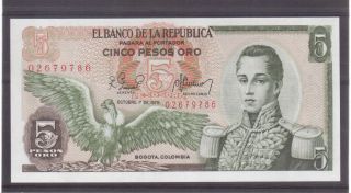 Colombia 5 Pesos Oro 1978,  406f,  Uncirculated photo