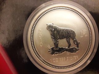 2007/2010 Australian Lunar Year Of The Tiger 1oz Pure.  999 Silver In Capsule Bu photo