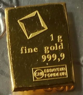 1 Gram Valcambi Suisse Gold Bar.  9999 Pure photo