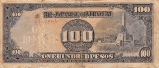 Philippines 100 Pesos Nd.  1944 Block {10} Wwii Issue Circulated Banknote photo