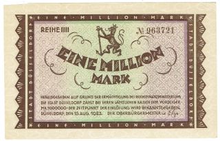 Germany 1923 Dusseldorf 10,  000,  000 Mark Watermarked Note photo