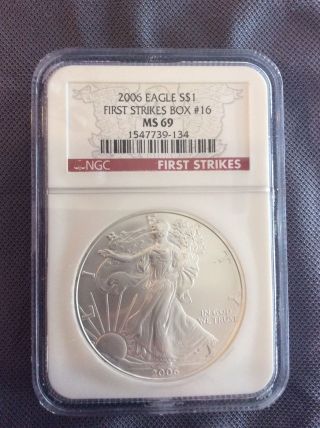 2006 Silver Eagle First Strikes Box 16 Ngc Ms69 photo