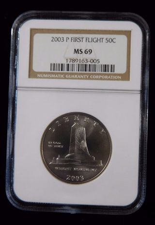 2003 Ngc Ms69 First Flight 50c Commemorative Silver Half Dollar photo