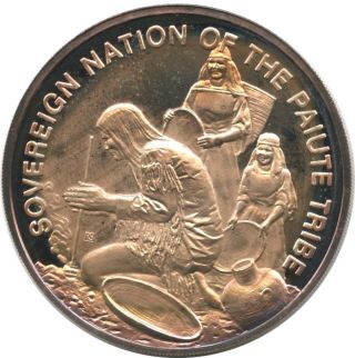 1972 Sovereign Nation Of The Paiute Tribe 25.  8g Fine Silver Round photo