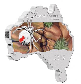 2015 Australian Map Shaped Coin Series Redback Spider 1oz Silver Proof Coin photo