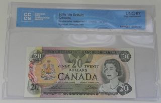 1979 Bank Of Canada $20 Note Cccs Certified Unc - 67 Gem Uncirculated photo