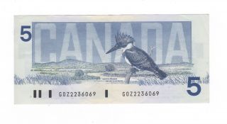 1986 - 5 Dollar Note Canada Crisp Circulated (goz2236069) photo