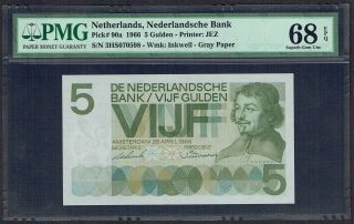 Netherlands 5 Gulden 1966 Vondel I Pmg Gem Unc 68epq P90 photo