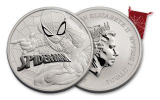2017 Perth Marvel Spider - Man 1 Oz.  Silver $1 Coin In Spider Web Pouch photo