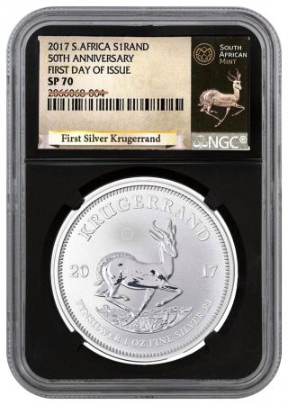 2017 South Africa Silver Krugerrand Ngc Sp70 First Day Of Issue Fast photo