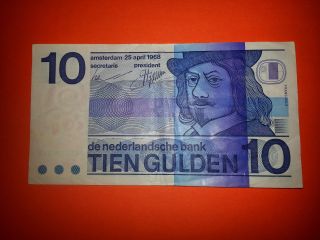 1968 Netherlands 10 Gulden P 91 Amsterdam; Dutch Guilder photo