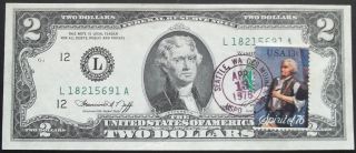 U.  S Error 1976 2 Dollar Note With A Piece Of String In Printing photo