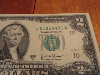 Us “birthday” $2 Dollar Bill April 1954 Serial Number “j019544xxa” photo