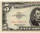 1963 $5 Legal Tender Note - Red Seal - About Uncirculated - Fr 1536 - 829 Small Size Notes photo 1
