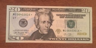 $20 Dollar Star Replacement Note 2013 Chicago Uncirculated Mg 06403016 photo