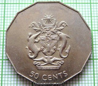 Solomon Islands 1990 50 Cents,  Coat Of Arms,  Unc photo